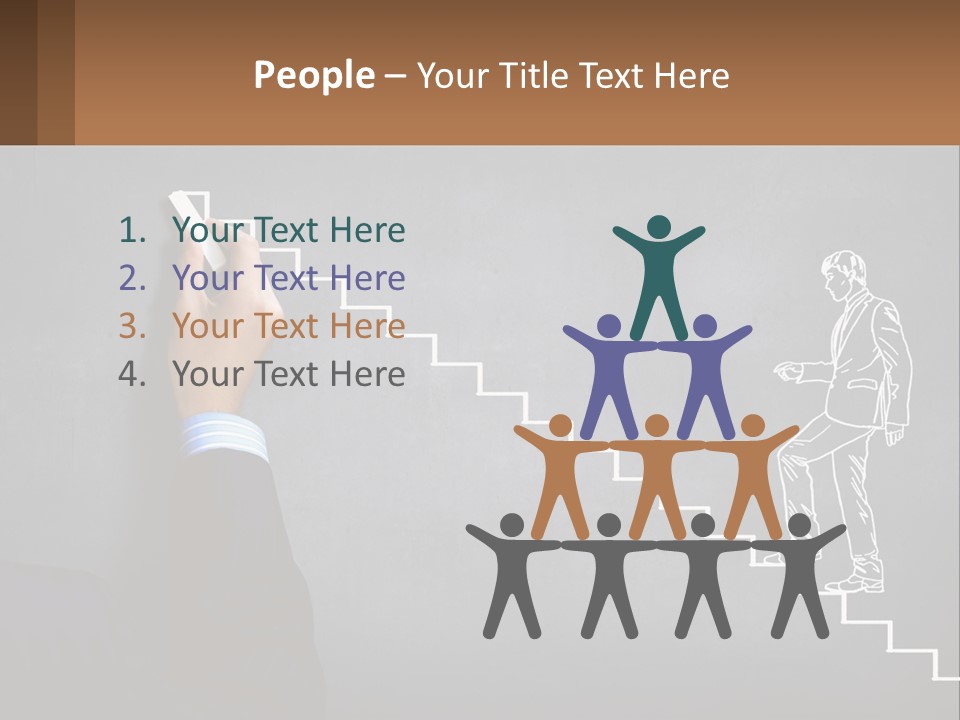 A Person Drawing A Stair With A Marker On A Chalkboard PowerPoint Template