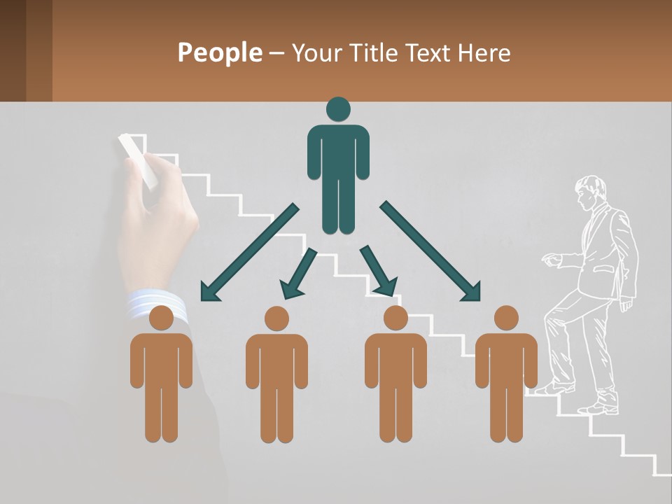 A Person Drawing A Stair With A Marker On A Chalkboard PowerPoint Template