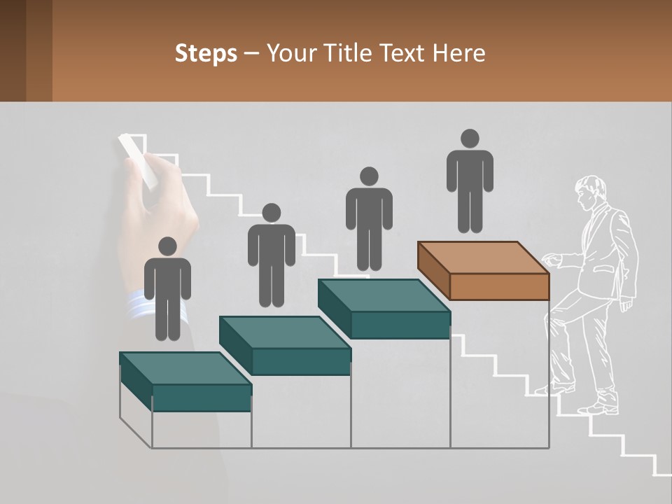A Person Drawing A Stair With A Marker On A Chalkboard PowerPoint Template