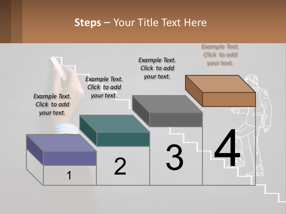 A Person Drawing A Stair With A Marker On A Chalkboard PowerPoint Template