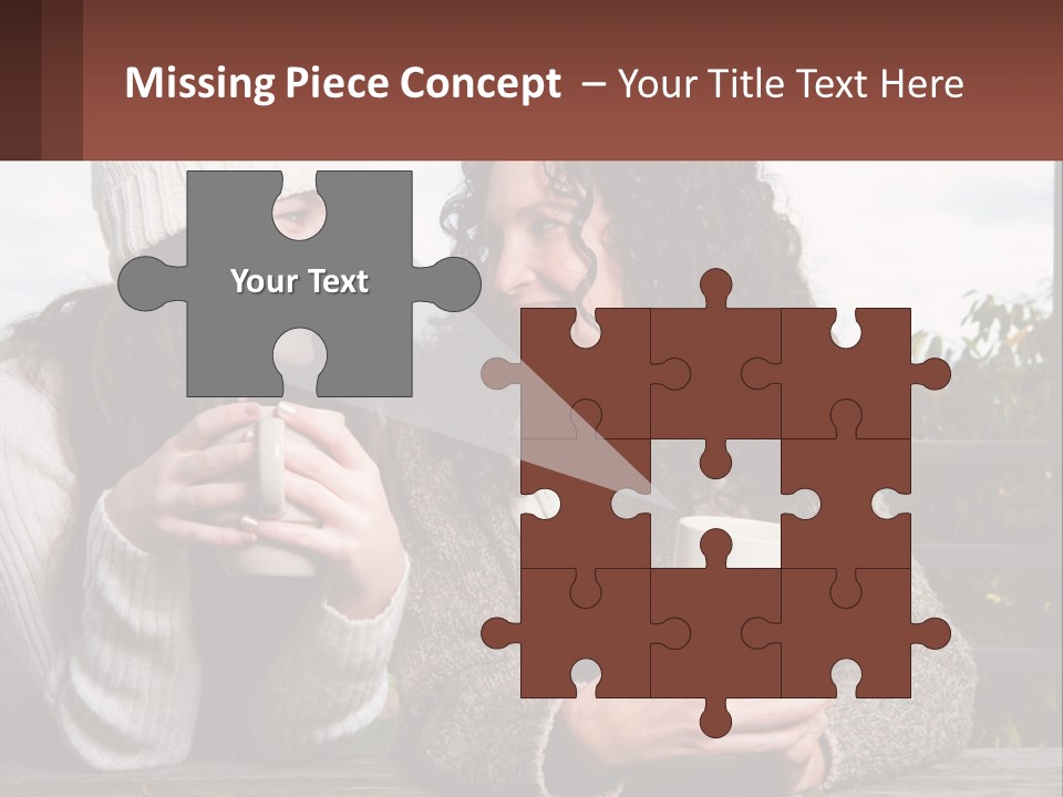 A Couple Of Women Sitting Next To Each Other Holding Coffee Mugs PowerPoint Template