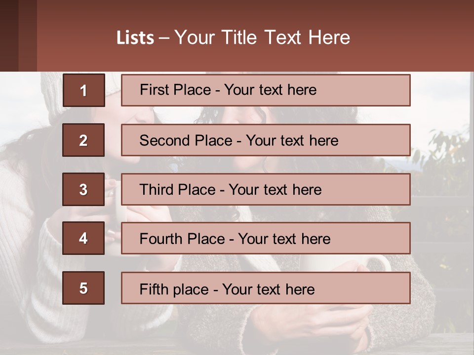 A Couple Of Women Sitting Next To Each Other Holding Coffee Mugs PowerPoint Template