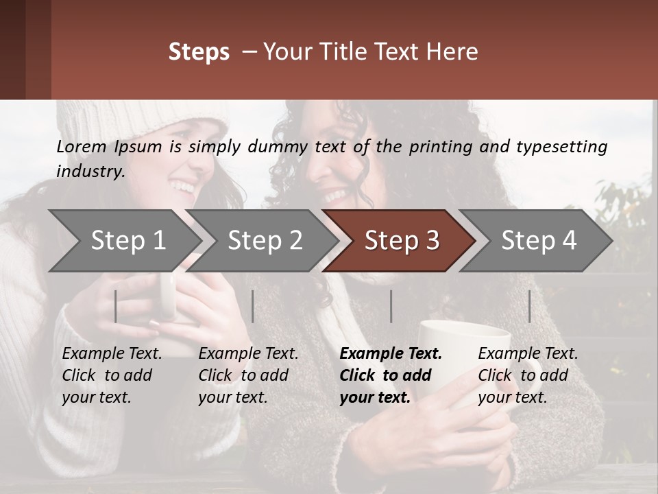 A Couple Of Women Sitting Next To Each Other Holding Coffee Mugs PowerPoint Template