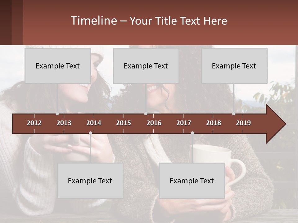 A Couple Of Women Sitting Next To Each Other Holding Coffee Mugs PowerPoint Template