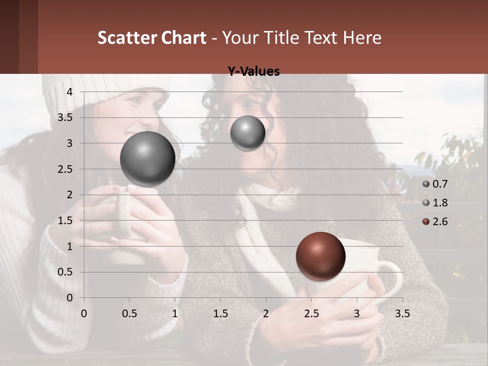 A Couple Of Women Sitting Next To Each Other Holding Coffee Mugs PowerPoint Template