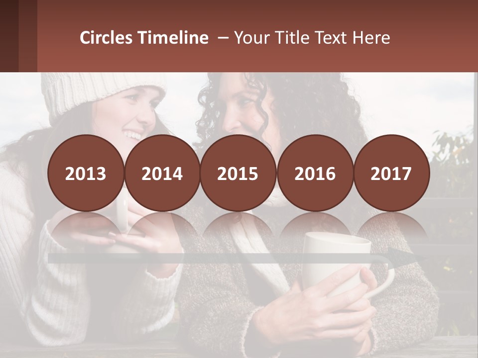 A Couple Of Women Sitting Next To Each Other Holding Coffee Mugs PowerPoint Template