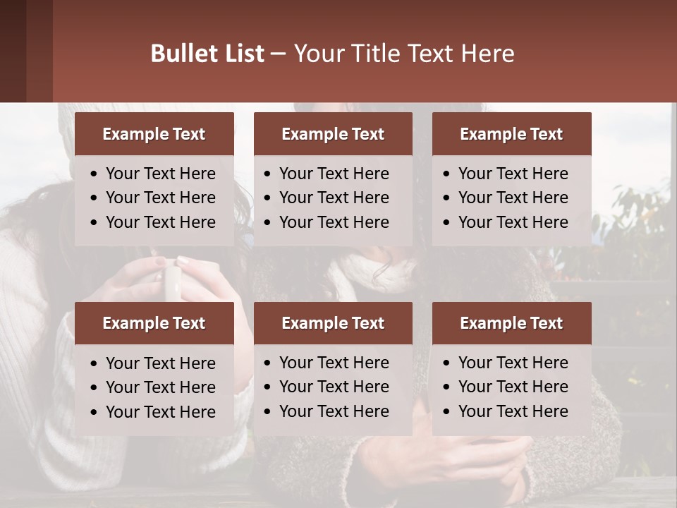 A Couple Of Women Sitting Next To Each Other Holding Coffee Mugs PowerPoint Template