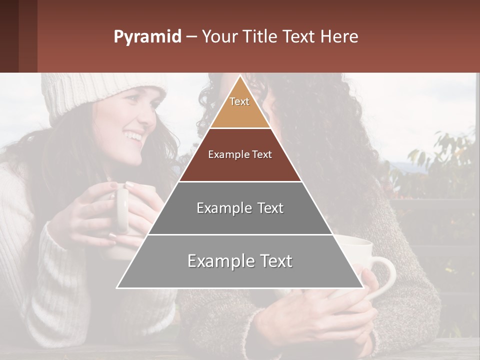 A Couple Of Women Sitting Next To Each Other Holding Coffee Mugs PowerPoint Template