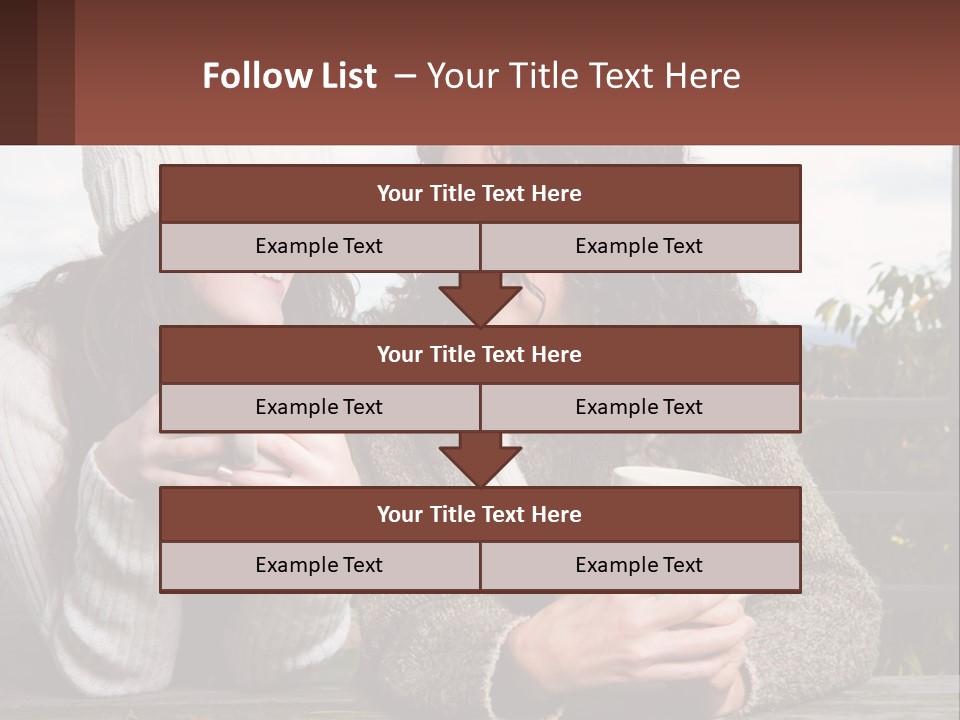 A Couple Of Women Sitting Next To Each Other Holding Coffee Mugs PowerPoint Template