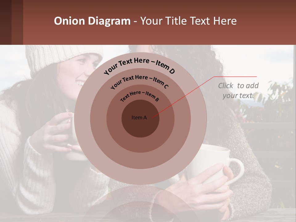 A Couple Of Women Sitting Next To Each Other Holding Coffee Mugs PowerPoint Template