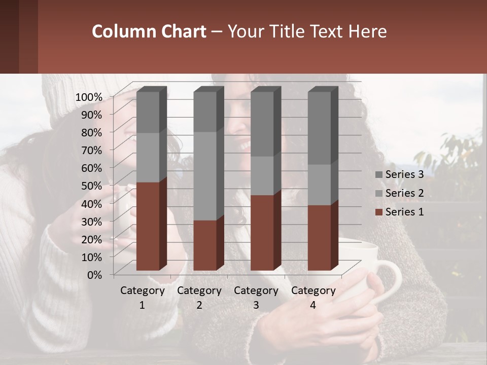A Couple Of Women Sitting Next To Each Other Holding Coffee Mugs PowerPoint Template