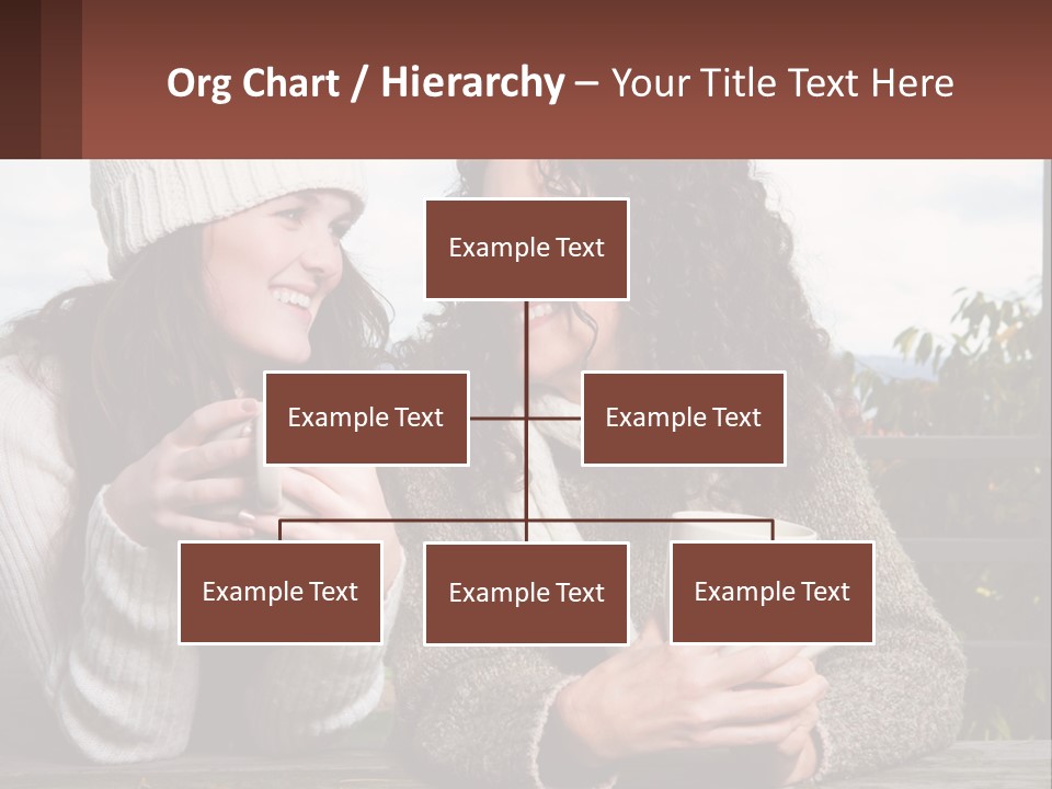 A Couple Of Women Sitting Next To Each Other Holding Coffee Mugs PowerPoint Template