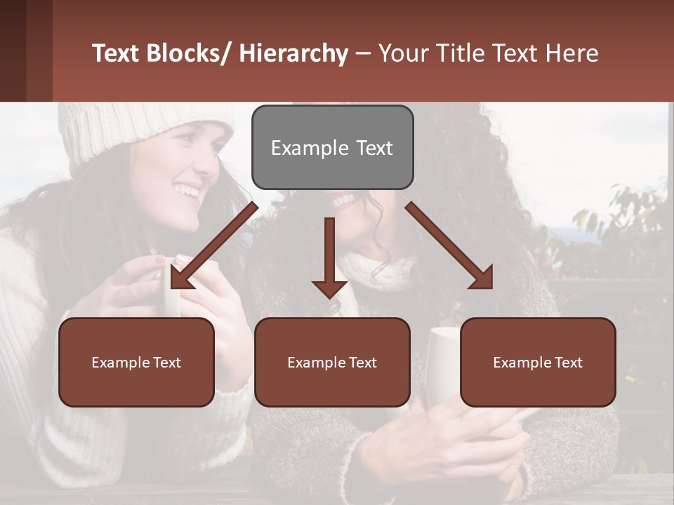 A Couple Of Women Sitting Next To Each Other Holding Coffee Mugs PowerPoint Template