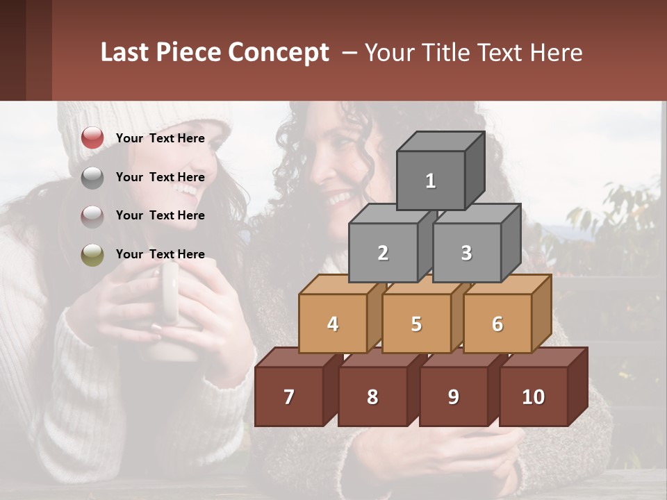 A Couple Of Women Sitting Next To Each Other Holding Coffee Mugs PowerPoint Template