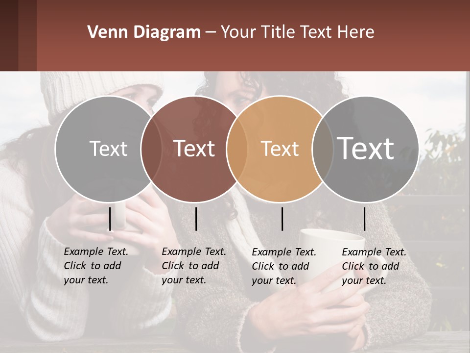 A Couple Of Women Sitting Next To Each Other Holding Coffee Mugs PowerPoint Template