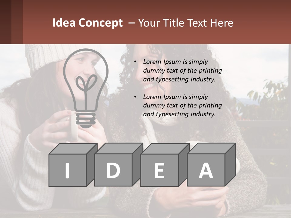 A Couple Of Women Sitting Next To Each Other Holding Coffee Mugs PowerPoint Template