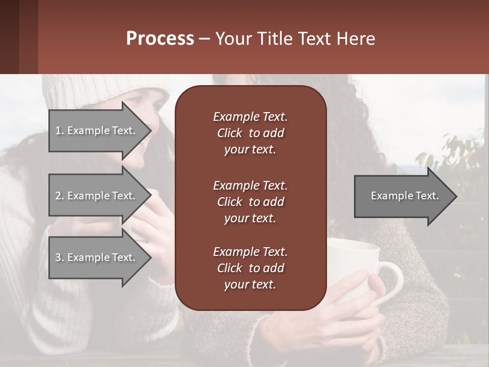 A Couple Of Women Sitting Next To Each Other Holding Coffee Mugs PowerPoint Template