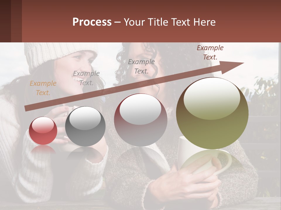 A Couple Of Women Sitting Next To Each Other Holding Coffee Mugs PowerPoint Template