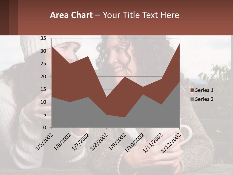 A Couple Of Women Sitting Next To Each Other Holding Coffee Mugs PowerPoint Template