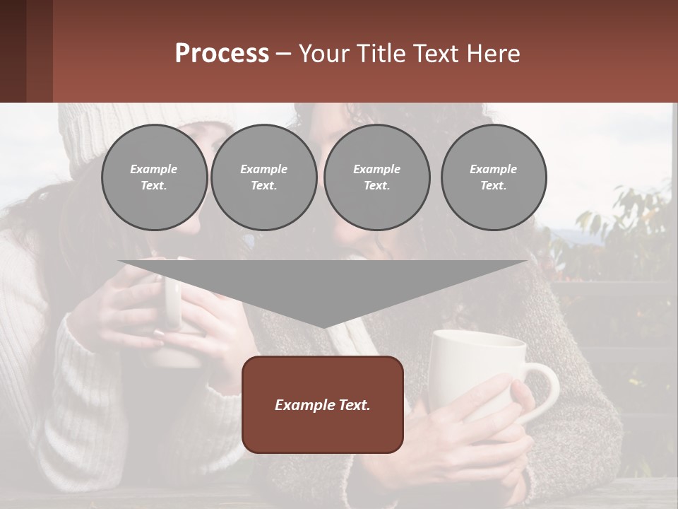 A Couple Of Women Sitting Next To Each Other Holding Coffee Mugs PowerPoint Template