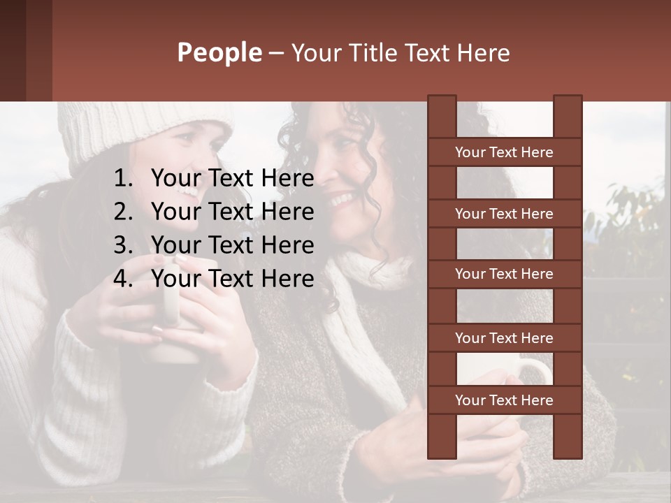 A Couple Of Women Sitting Next To Each Other Holding Coffee Mugs PowerPoint Template