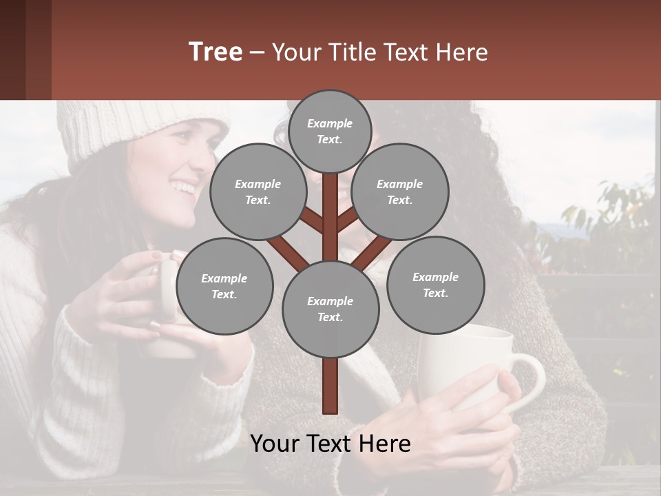 A Couple Of Women Sitting Next To Each Other Holding Coffee Mugs PowerPoint Template