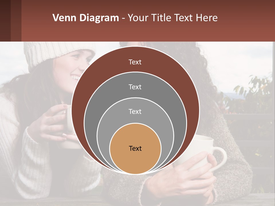 A Couple Of Women Sitting Next To Each Other Holding Coffee Mugs PowerPoint Template