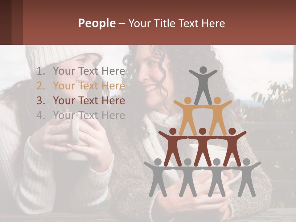 A Couple Of Women Sitting Next To Each Other Holding Coffee Mugs PowerPoint Template