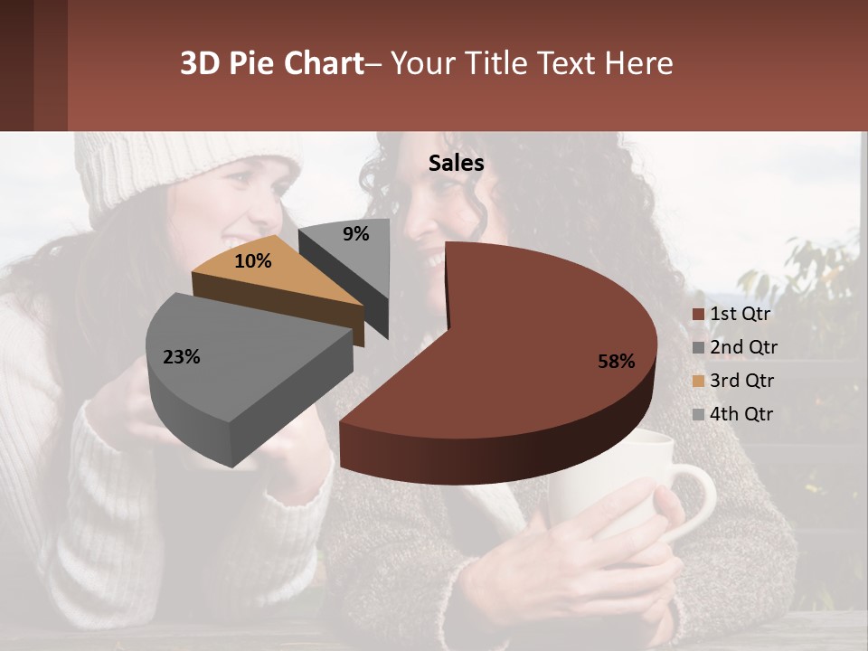 A Couple Of Women Sitting Next To Each Other Holding Coffee Mugs PowerPoint Template
