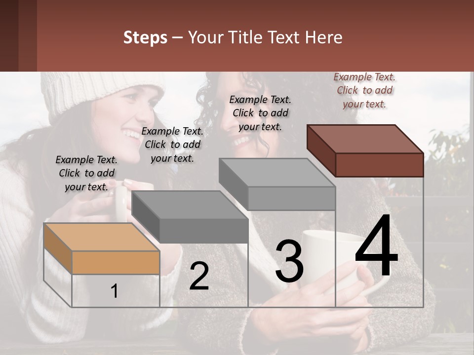 A Couple Of Women Sitting Next To Each Other Holding Coffee Mugs PowerPoint Template