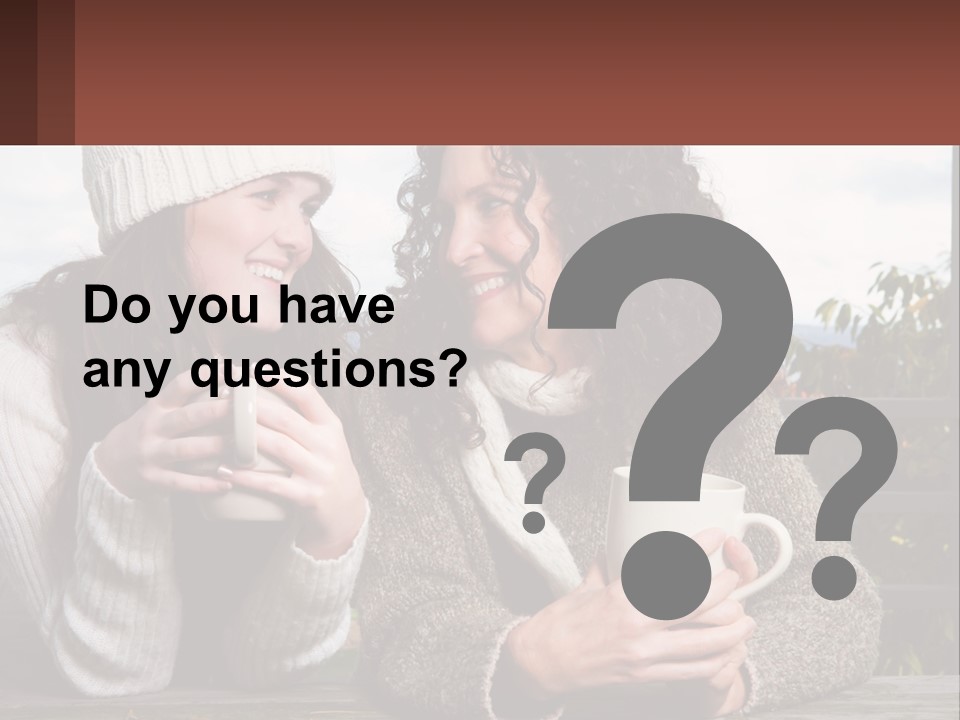 A Couple Of Women Sitting Next To Each Other Holding Coffee Mugs PowerPoint Template