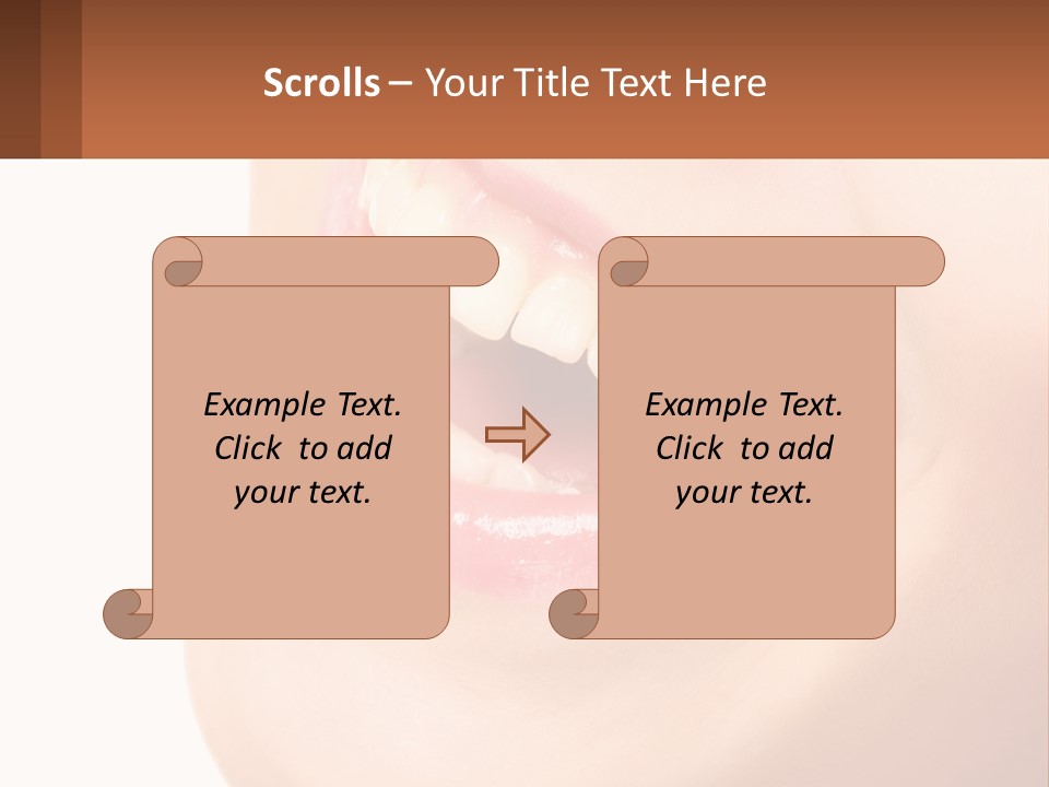 A Close Up Of A Woman's Teeth With A White Background PowerPoint Template