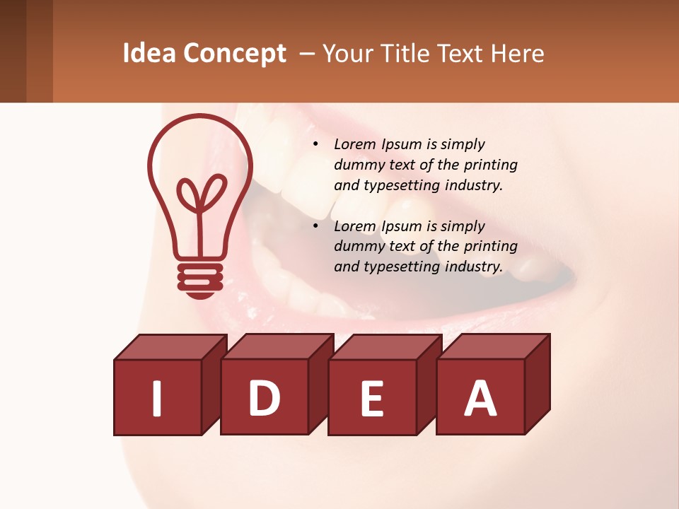 A Close Up Of A Woman's Teeth With A White Background PowerPoint Template