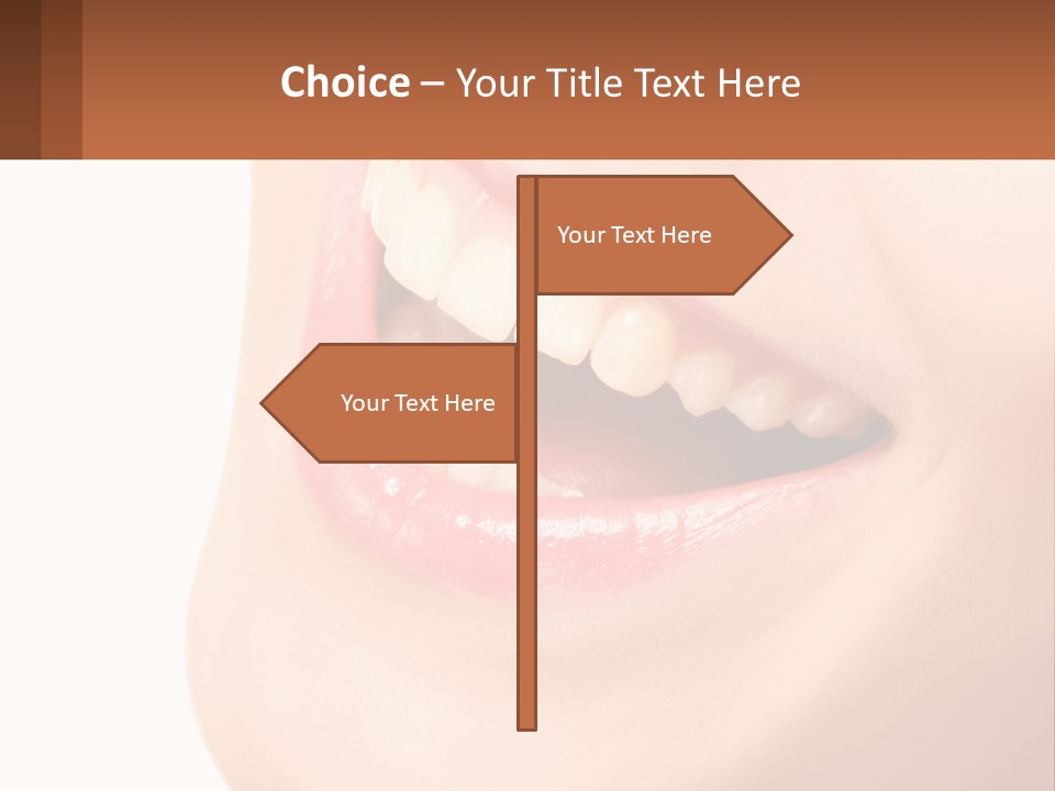 A Close Up Of A Woman's Teeth With A White Background PowerPoint Template