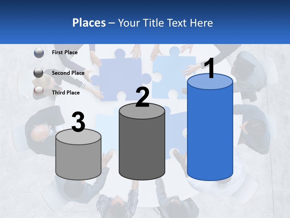 A Group Of People Holding Puzzle Pieces Together PowerPoint Template
