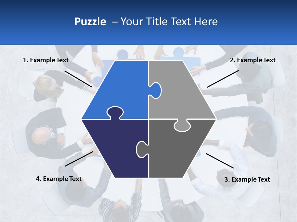 A Group Of People Holding Puzzle Pieces Together PowerPoint Template