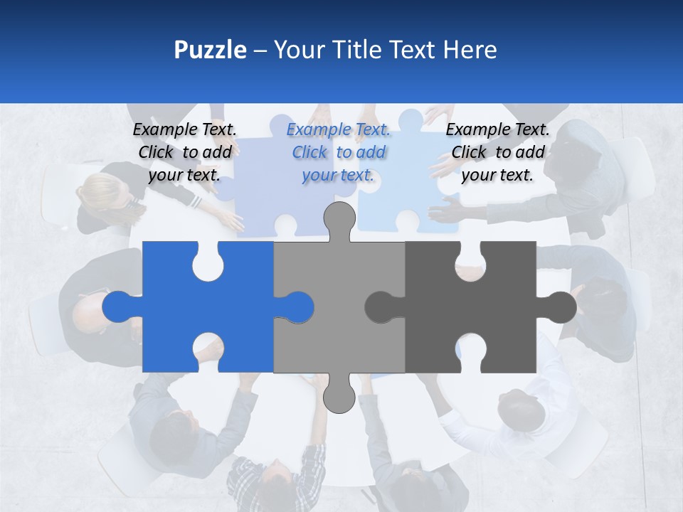 A Group Of People Holding Puzzle Pieces Together PowerPoint Template