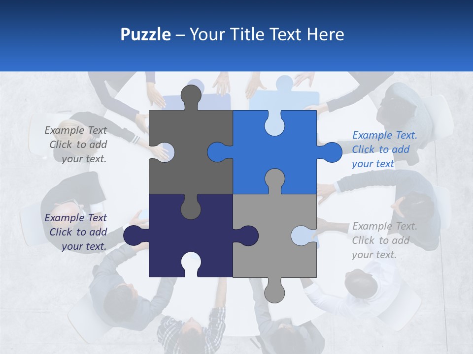 A Group Of People Holding Puzzle Pieces Together PowerPoint Template