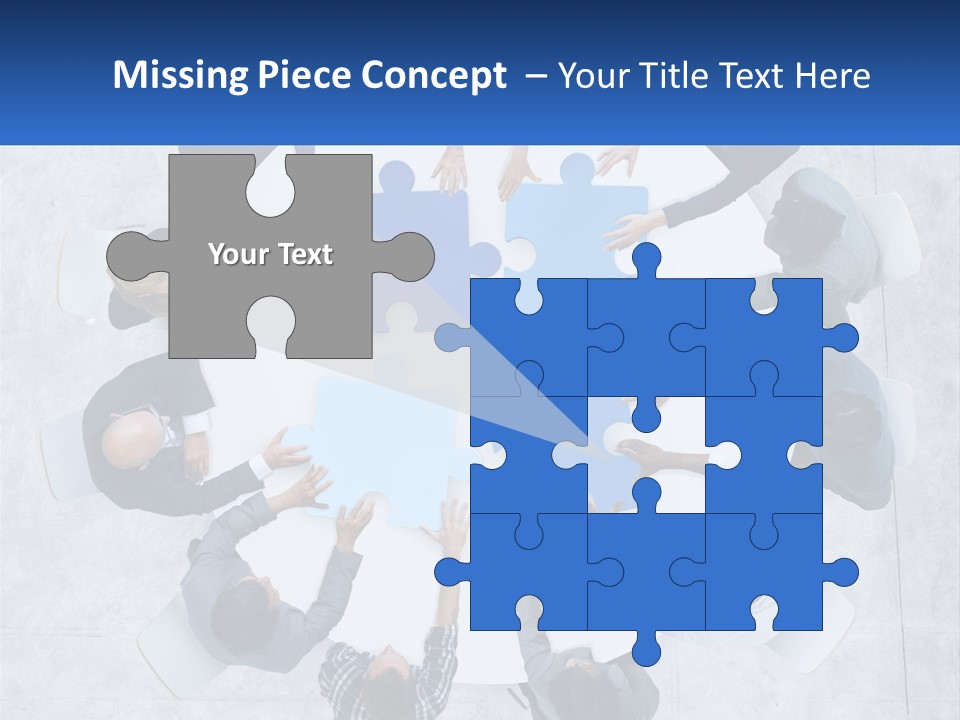 A Group Of People Holding Puzzle Pieces Together PowerPoint Template