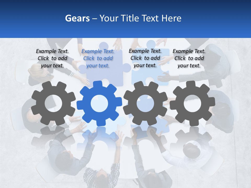 A Group Of People Holding Puzzle Pieces Together PowerPoint Template