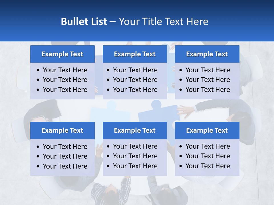 A Group Of People Holding Puzzle Pieces Together PowerPoint Template