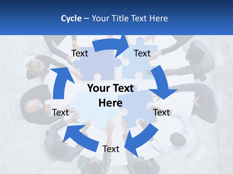 A Group Of People Holding Puzzle Pieces Together PowerPoint Template