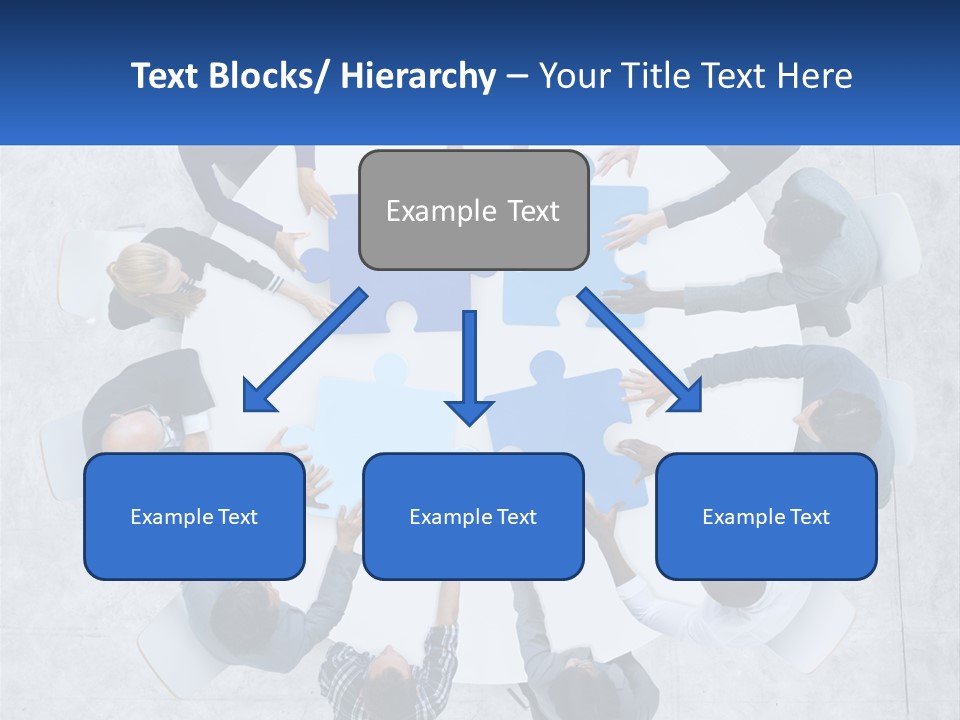 A Group Of People Holding Puzzle Pieces Together PowerPoint Template