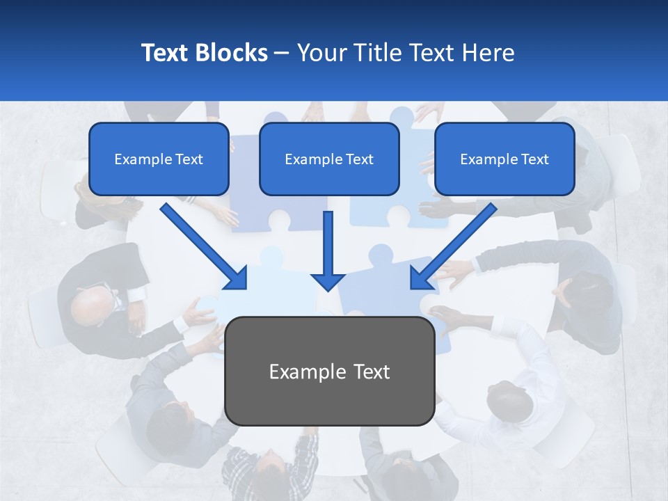 A Group Of People Holding Puzzle Pieces Together PowerPoint Template