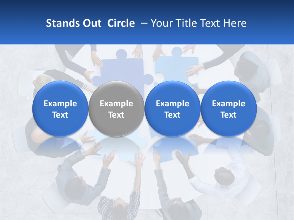 A Group Of People Holding Puzzle Pieces Together PowerPoint Template