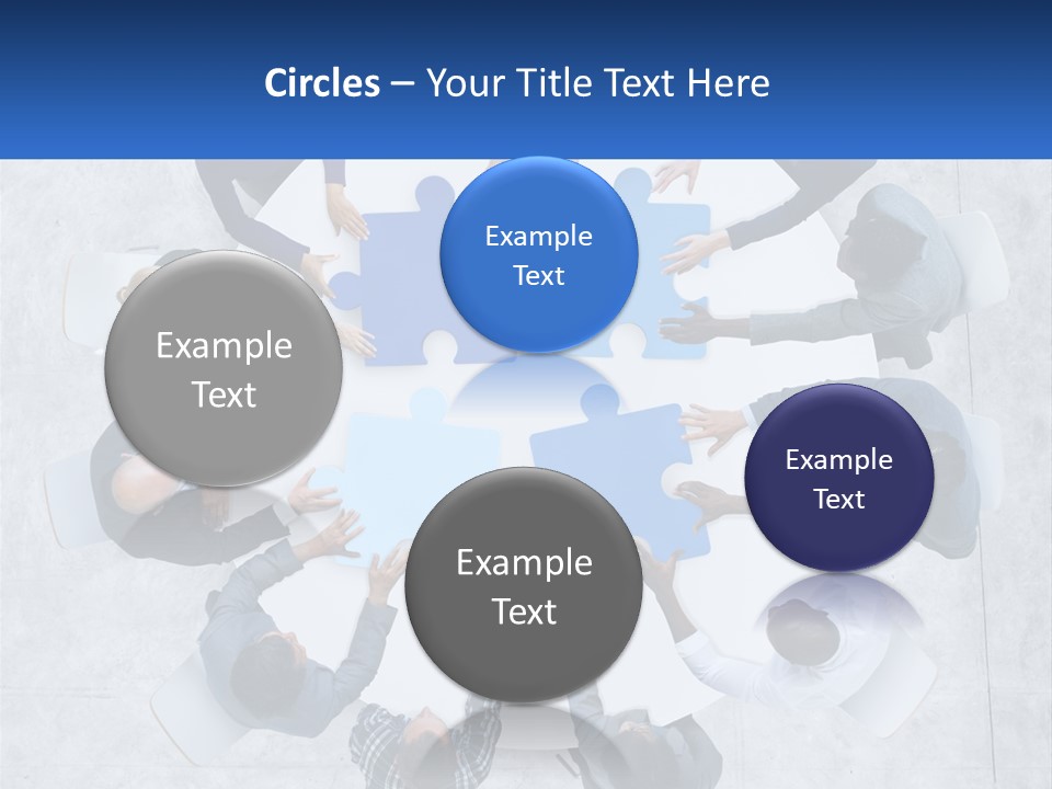 A Group Of People Holding Puzzle Pieces Together PowerPoint Template