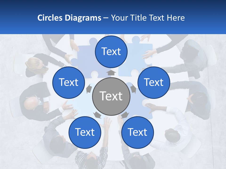 A Group Of People Holding Puzzle Pieces Together PowerPoint Template