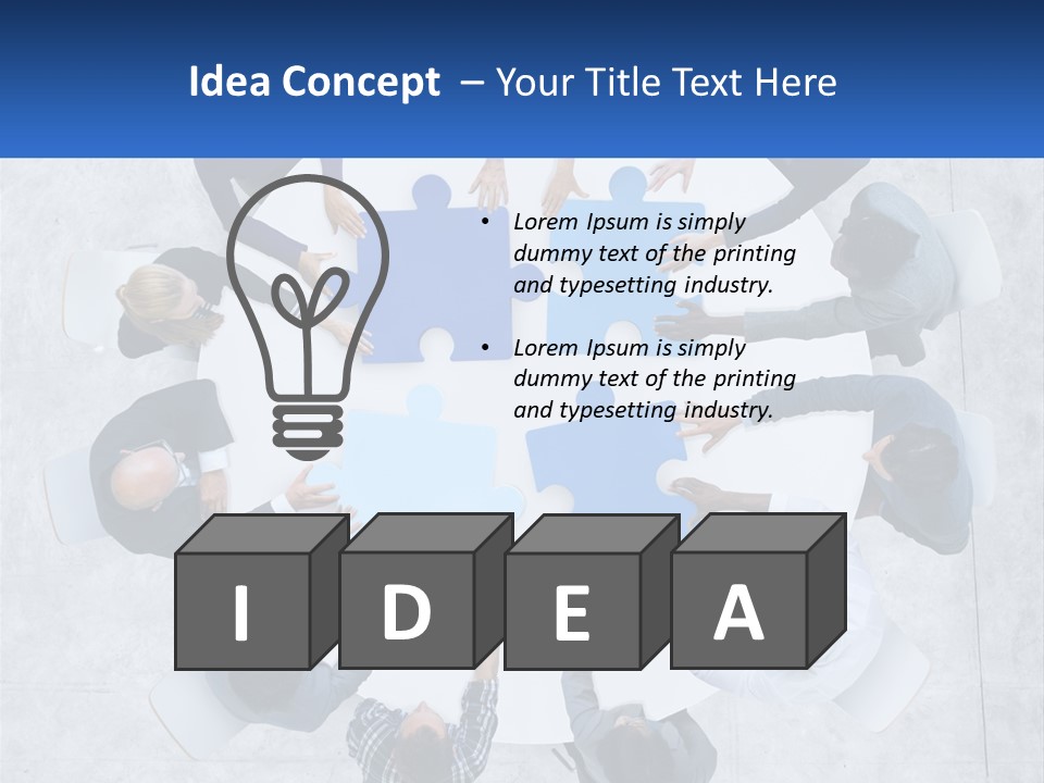 A Group Of People Holding Puzzle Pieces Together PowerPoint Template