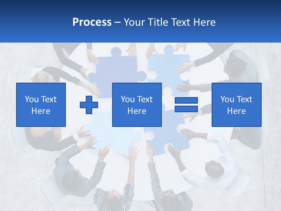 A Group Of People Holding Puzzle Pieces Together PowerPoint Template