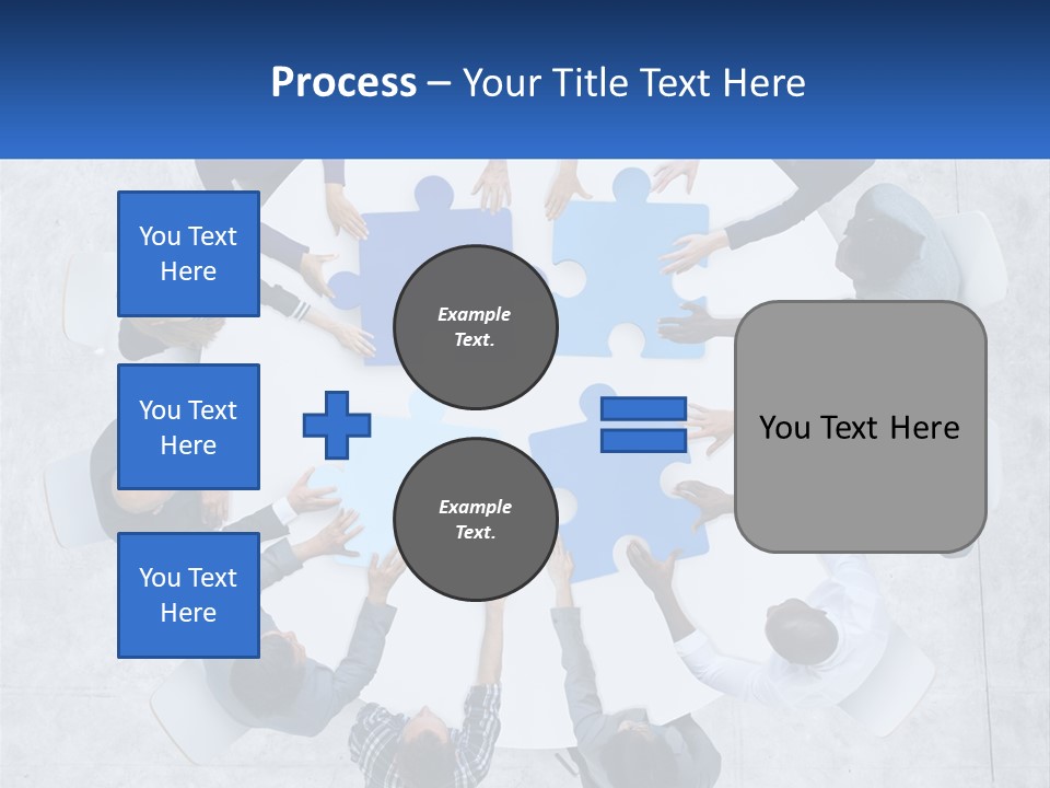 A Group Of People Holding Puzzle Pieces Together PowerPoint Template